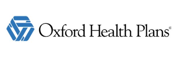 Oxford Health Plans logo featuring a blue geometric symbol on the left and the company name in black text on the right.