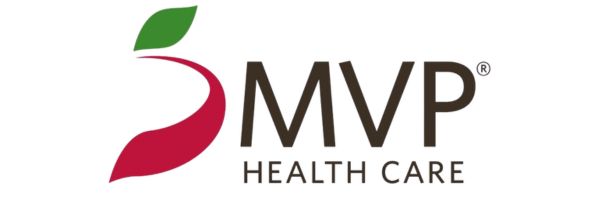 MVP Health Care logo featuring a red swoosh with a green leaf and the text "MVP Health Care" in bold, dark letters on a white background.